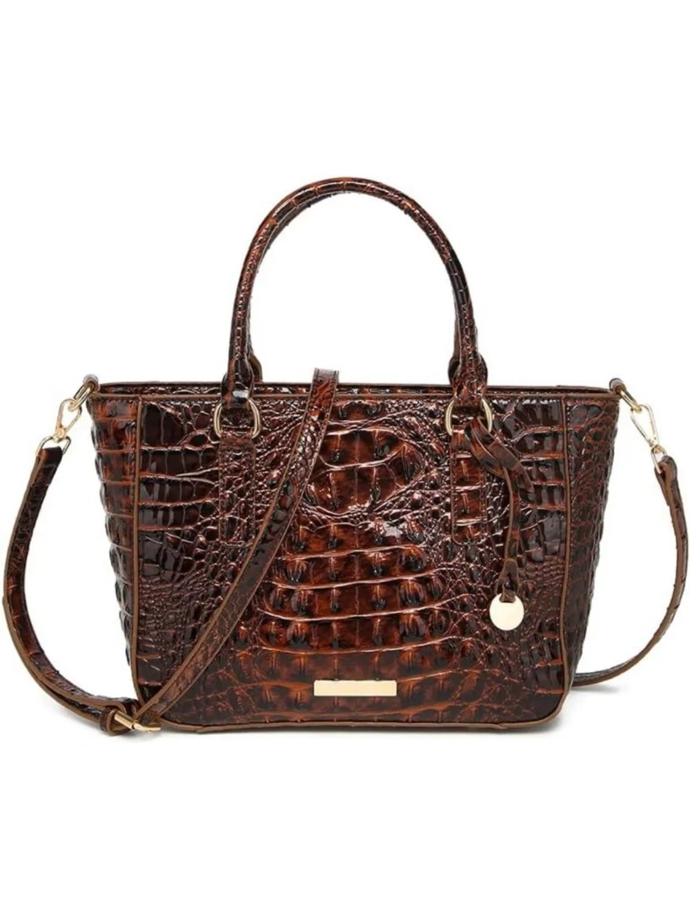 Elegant Crocodile Embossed Leather Tote Bag for Women - Zipper Satchel